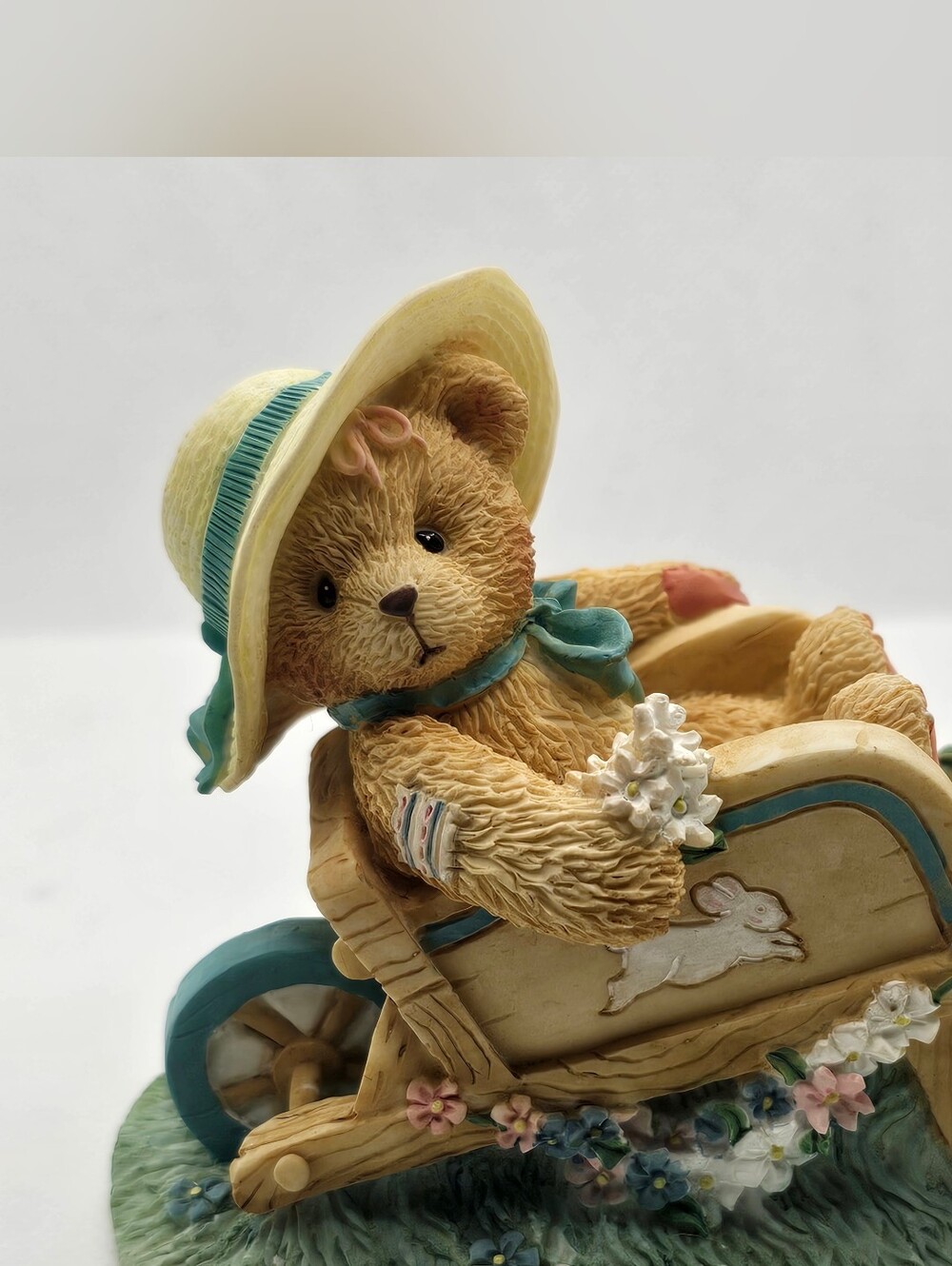 New Cherished Teddies JENNIFER flower Summer Figurine Wheelbarrow spring hat - Picture 3 of 6